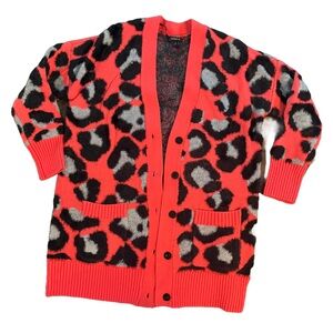 torrid Red Black Gray Leopard Print Cardigan Sweater